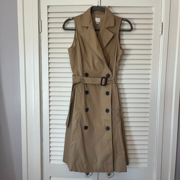 A New Day trenchcoat dress XS khaki sleeveless belted target - Picture 2 of 13